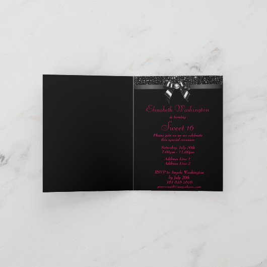 Black Sequins, Bow & Diamond Sweet 16 (Binnen)