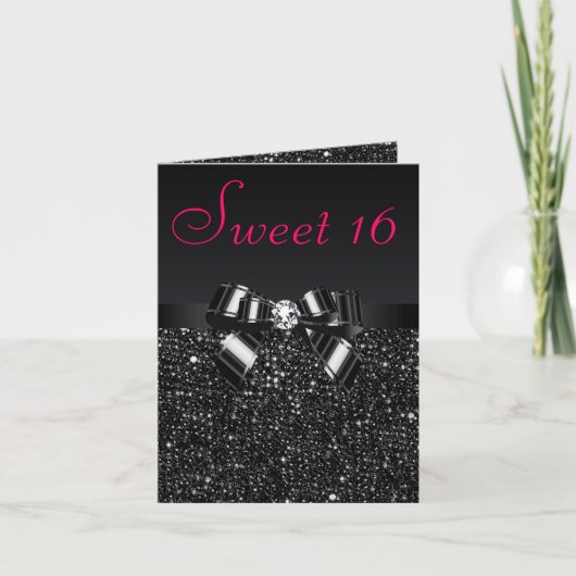 Black Sequins, Bow & Diamond Sweet 16 (Voorkant)