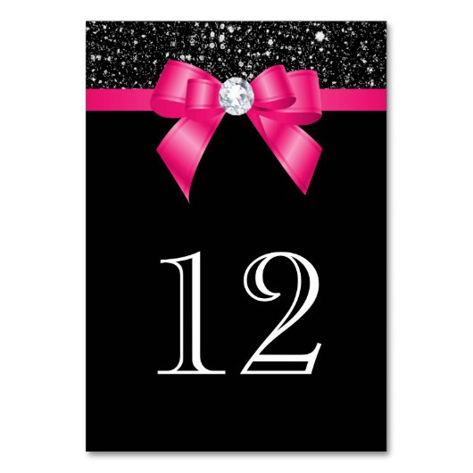 Black Sequins Hot Pink Bow Kaart (Achterkant)
