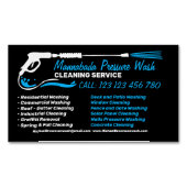 Black Service Pressure Washing Power Cleaning Magnetisch Visitekaartje (Voorkant)