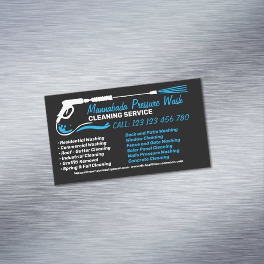 Black Service Pressure Washing Power Cleaning Magnetisch Visitekaartje (Voorbeeld)