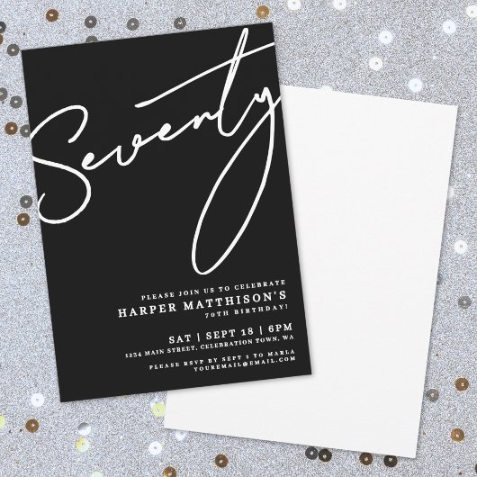 Black Seventy 70ste verjaardagsfeest Kaart
