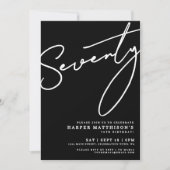 Black Seventy 70th Birthday Party Kaart (Voorkant)