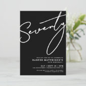Black Seventy 70th Birthday Party Kaart (Staand voorkant)