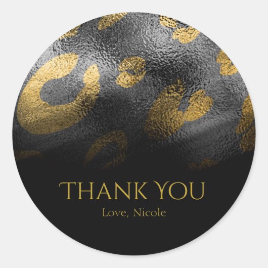 Black Shadows & Leopard Print Party Favor Ronde Sticker (Voorkant)