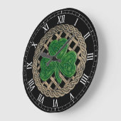 Black Shamrock & Celtic Knots Roman Numerals Clock Grote Klok (Hoek)