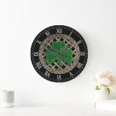 Black Shamrock & Celtic Knots Roman Numerals Clock Grote Klok (Huis)