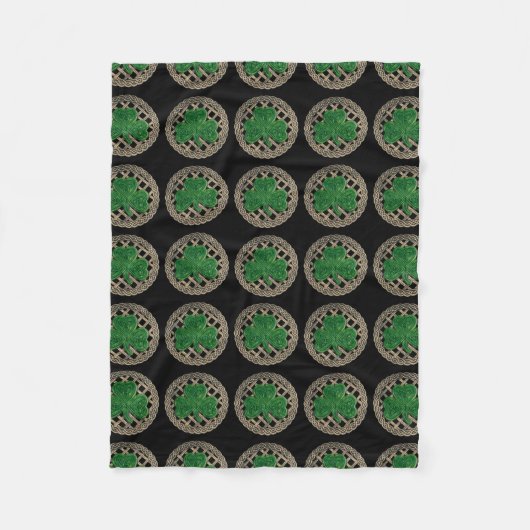 Black shamrock on Celtic Knots Fleece Blanket Deken (Voorkant)