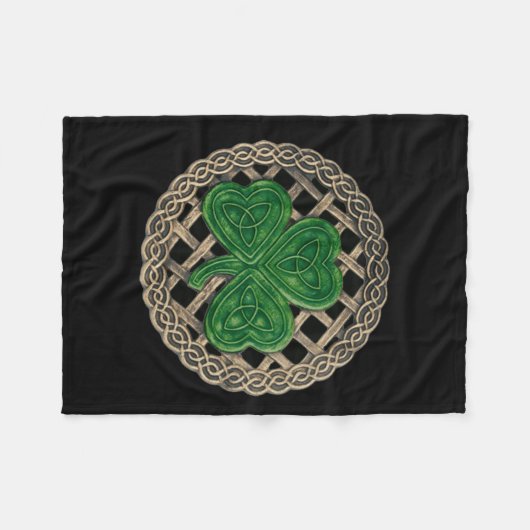 Black shamrock on Celtic Knots Fleece Blanket Deken (Voorkant (Horizontaal))