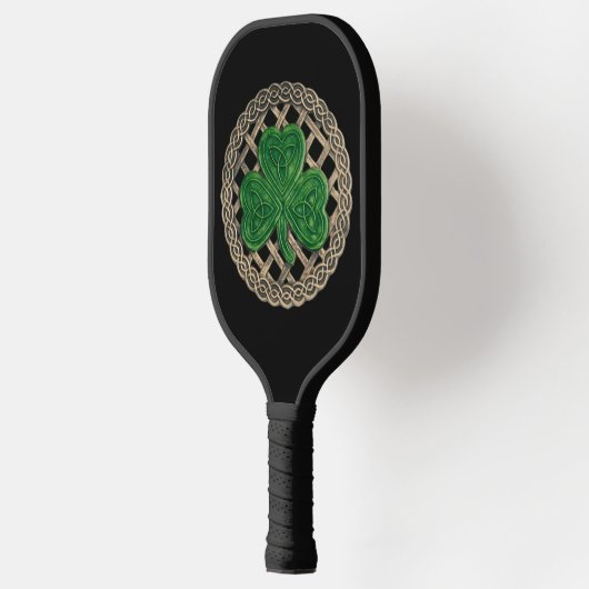 Black shamrock on Celtic Knots Pickleball Paddle (Links)