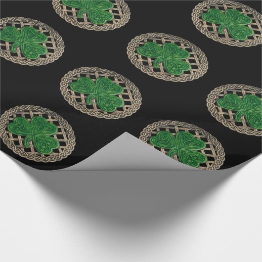 Black Shamrock op Keltische knopen inpakpapier (Hoek)