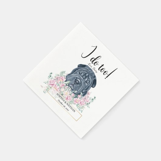 Black Shar Pei Dog Wedding Cocktail Napkins Servet (Hoek)