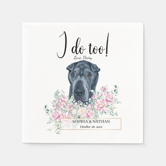 Black Shar Pei Dog Wedding Cocktail Napkins Servet (Voorkant)