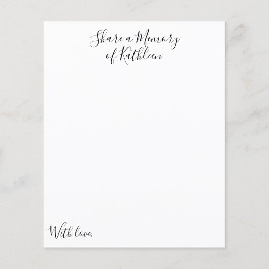 Black Share a Memory Kaart Custom Name Celebration (Voorkant)