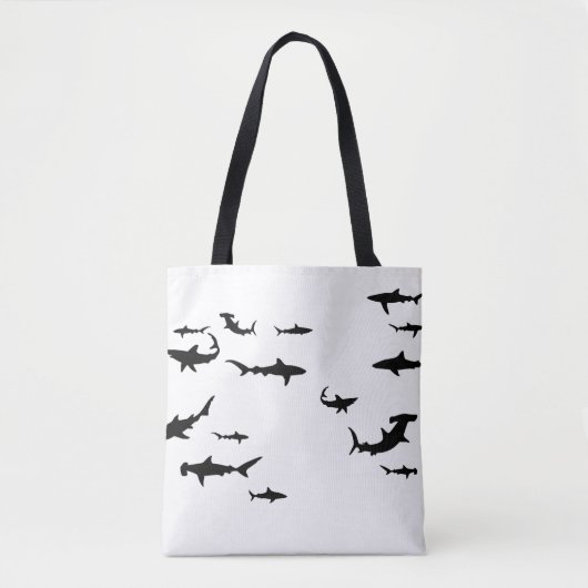 Black Sharks Silhouette Swimming Tote Bag (Voorkant)