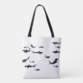Black Sharks Silhouette Swimming Tote Bag (Achterkant)