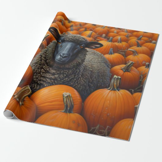 Black Sheep Autumn Pumpkin Patch Decoupage Cadeaupapier (Uitgerold)