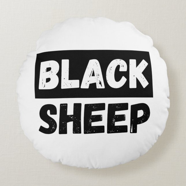 Black Sheep Bold Distressed Rebel Streetwear Art Rond Kussen (Voorkant)