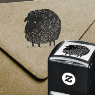 Black Sheep Cartoon Zelfinktende Stempel