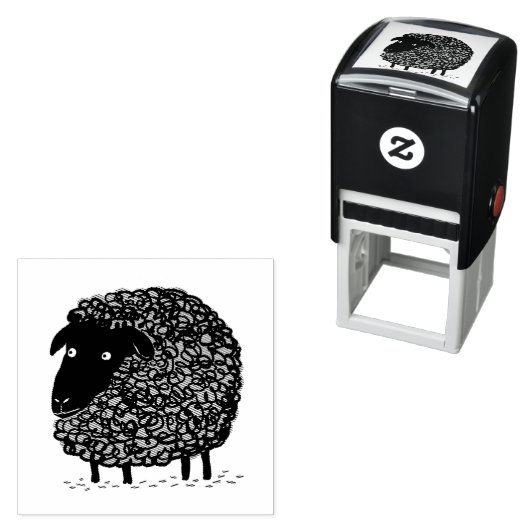 Black Sheep Cartoon Zelfinktende Stempel (In situ)