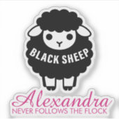 Black Sheep Pink Never Follows Flock Funny Sticker (Voorkant)