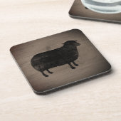 Black Sheep Silhouette Rustic Style Bier Onderzetter (Linkerzijde)