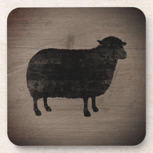 Black Sheep Silhouette Rustic Style Bier Onderzetter