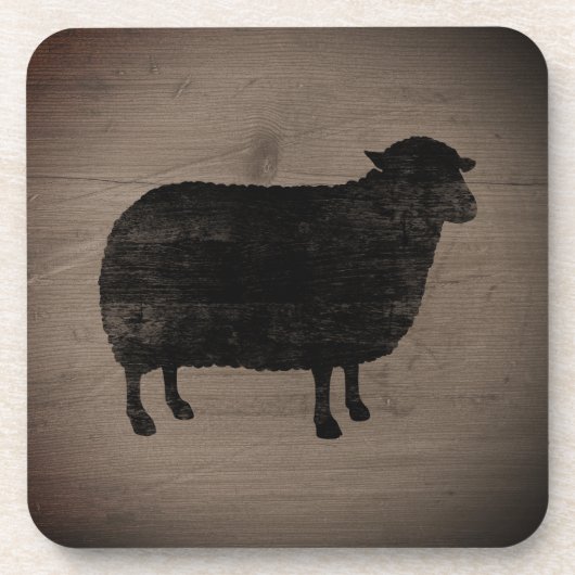 Black Sheep Silhouette Rustic Style Bier Onderzetter (Voorkant)