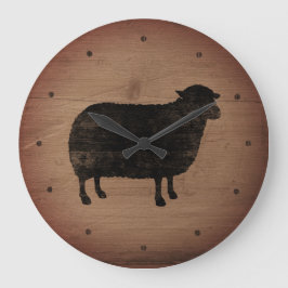 Black Sheep Silhouette Rustic Style Grote Klok