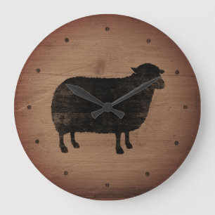 Black Sheep Silhouette Rustic Style Grote Klok
