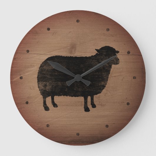 Black Sheep Silhouette Rustic Style Grote Klok (Voorkant)