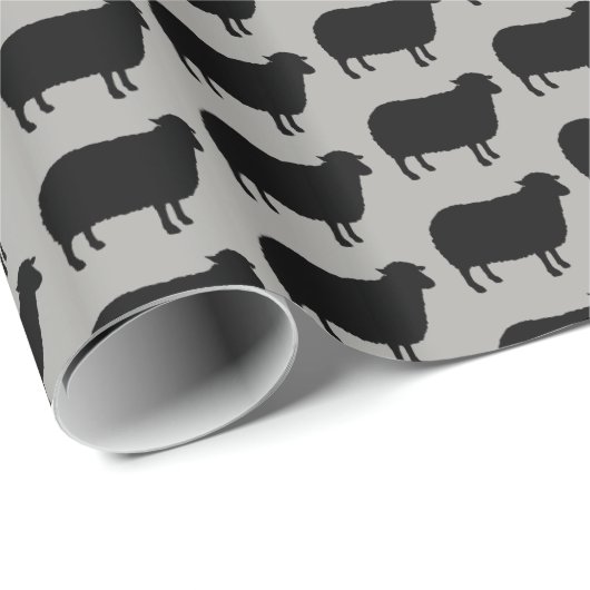 Black Sheep Silhouettes Pattern Cadeaupapier (Rol Hoek)