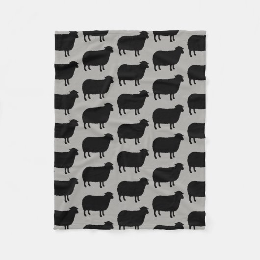 Black Sheep Silhouettes Pattern Fleece Deken (Voorkant)
