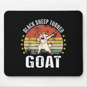 Black Sheep Turned Goat Funny Goat Retro Humor Mot Muismat