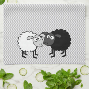 Black Sheep White Sheep Kitchen Towel 16 x 24 inch Theedoek