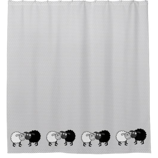Black Sheep White Sheep Shower Curtain Douchegordijn (Voorkant)