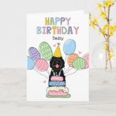 Black Sheepadoodle Hond Gelukkige Verjaardag Kaart (Gele Bloem)