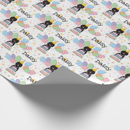 Black Sheepadoodle Hond Verjaardag Cadeaupapier (Hoek)