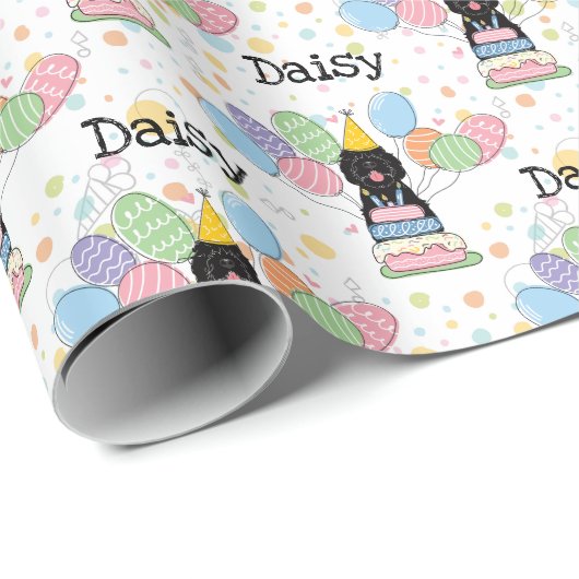 Black Sheepadoodle Hond Verjaardag Cadeaupapier (Rol Hoek)