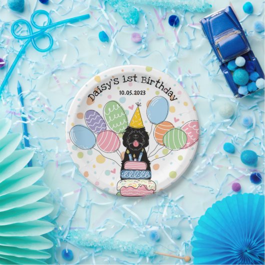 Black Sheepadoodle Hond Verjaardag Papieren Bordje (Feest)