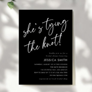 Black She's Tying the Knot Coquette Bruidsfeest Kaart