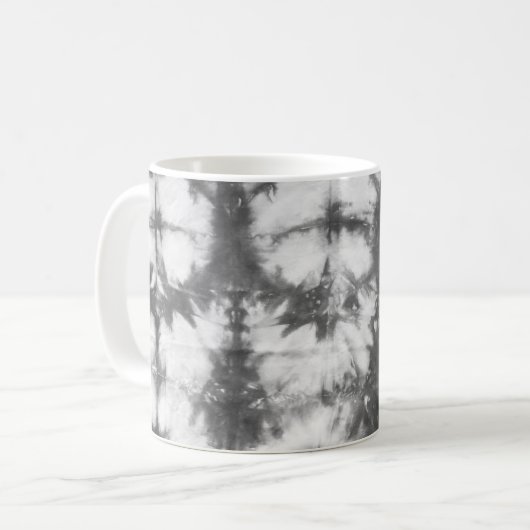 Black Shibori Pattern Tie Dye Art Coffee Mok (Voorkant links)