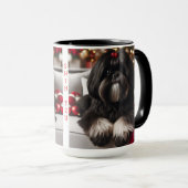 Black Shih Tzu Christmas Coffee Mok Cup (Voorkant rechts)