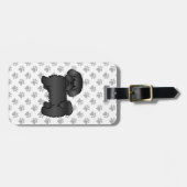 Black Shih Tzu Cute Cartoon Dog & Custom Text Bagagelabel (Voorkant horizontaal)
