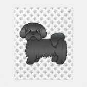 Black Shih Tzu Cute Cartoon Dog Illustratie Fleece Deken (Voorkant)
