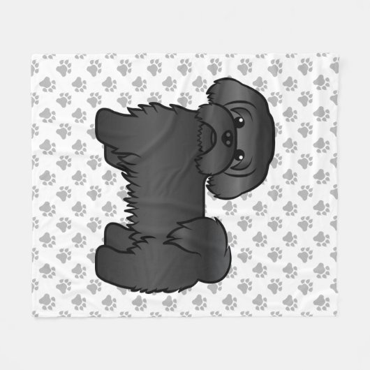Black Shih Tzu Cute Cartoon Dog Illustratie Fleece Deken (Voorkant (Horizontaal))