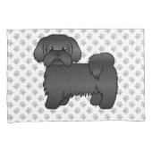 Black Shih Tzu Cute Cartoon Dog Illustratie Kussensloop (Voorkant-Rechts)
