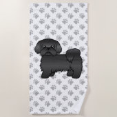 Black Shih Tzu Cute Cartoon Dog Illustratie Strandlaken (Voorkant)