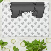 Black Shih Tzu Cute Cartoon Dog Illustratie Theedoek (Gevouwen)