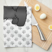 Black Shih Tzu Cute Cartoon Dog Illustratie Theedoek (Quarter Fold)